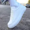 Chekich Women s Men s Sneakers White Artificial Leather Lace Up Spring Casual Comfortable Shoes Odorless