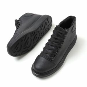 Chekich Women s and Men s Shoes Black Color Artificial Leather Winter Autumn Seasons Lace Up