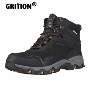GRITION Men Hiking Boots Casual Waterproof Snow Winter Work Shoes Designer Military Platform Sneakers Army Plush