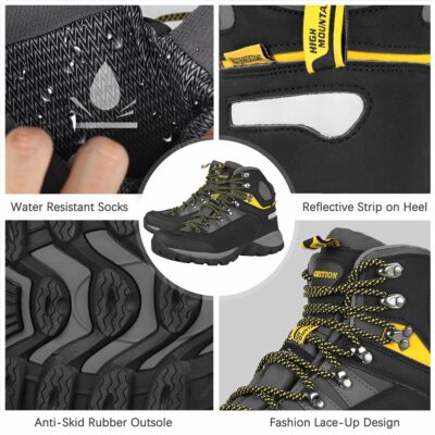 GRITION Men Hiking Boots Waterproof Winter Outdoor Trekking Tactical Casual Sneaker Mountain Rubber Sole Shoes Keep