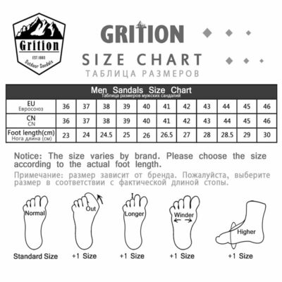 GRITION Men Sandals Fashion  New Beach Trekking Shoes Breathable Non Slip Quick Drying Summer Male