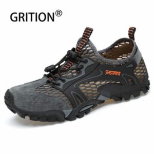 GRITION Men Sandals Non Slip Breathable Wading Creek Shoes Casual Summer Hiking Mesh Outdoor Fishing Boot