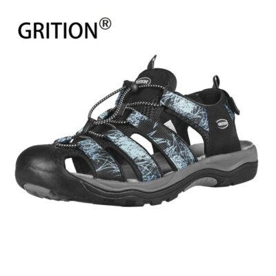 GRITION Men Sandals Toecap Clogs Comfortable Non slip Flat Outdoor Beach Shoes Durable Summer Male Trekking