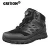 GRITION Mens Outdoor Boots Waterproof Male Hiking Trekking Shoes Auto Lacing System Keep Warm Inside Non