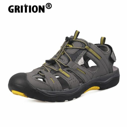 GRITION Mens Sandals Non Slip Outdoor Trekking Shoes Breathable Anti Collision Protective Summer Fashion Chef New