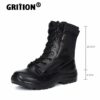 GRITION Mens Shoes Military Boots Casual Fashion Men Sneakers Non Slip Outdoor Trekking Tactical Microfiber Leather