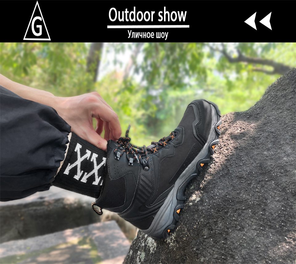 GRITION Men Hiking Boots Casual Waterproof Snow Winter Work Shoes Designer Military Platform Sneakers Army Plush Warm Steel 2020