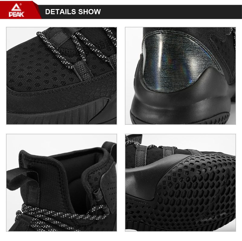 PEAK Men's Basketball Shoes Court Anti-slip Rebound Basketball Sneakers Light Sports Shoes Breathable Lace-up High Top Gym Boots