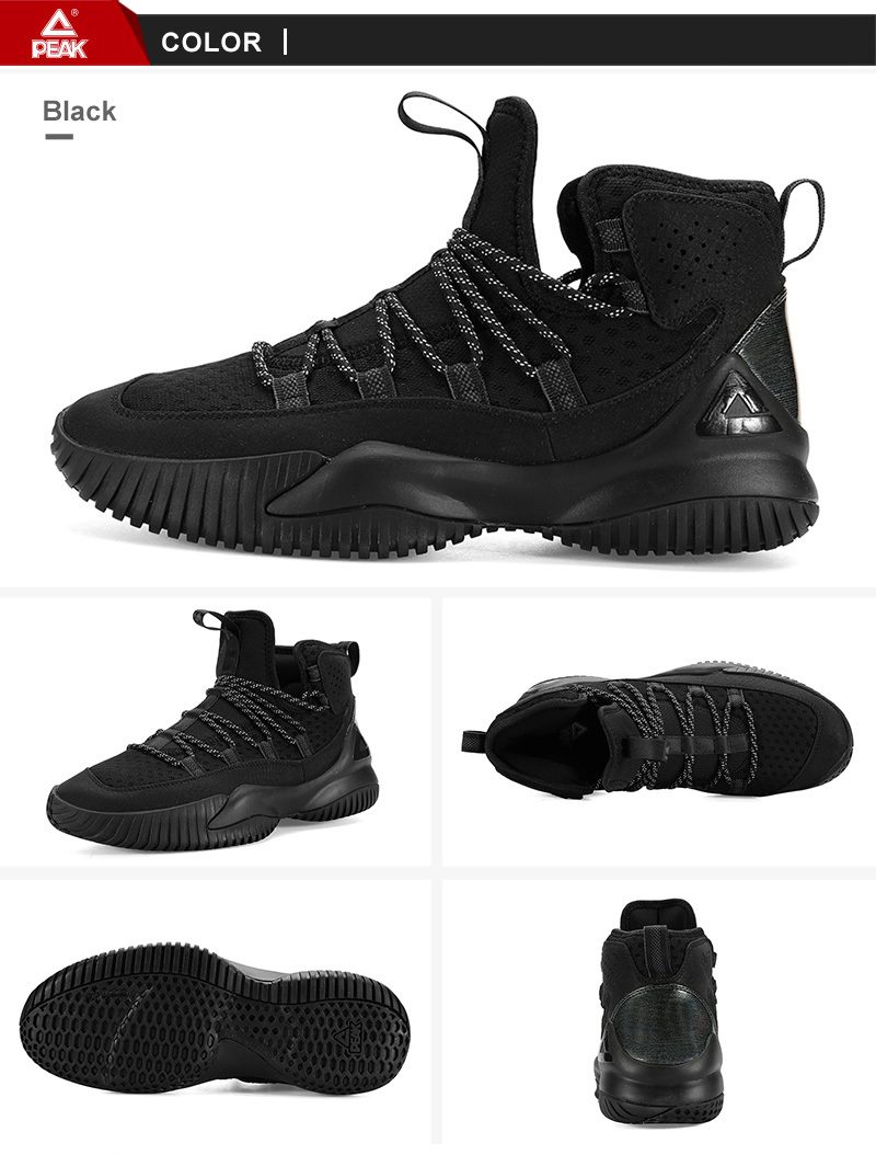 PEAK Men's Basketball Shoes Court Anti-slip Rebound Basketball Sneakers Light Sports Shoes Breathable Lace-up High Top Gym Boots
