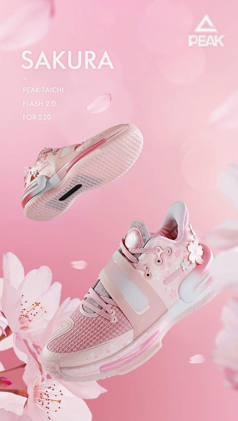 PEAK Flash 2 Sakura Men Sneakers Basketball Culture Sports Shoes Full-Function Original Designer Shoes Limited Edition E12593A