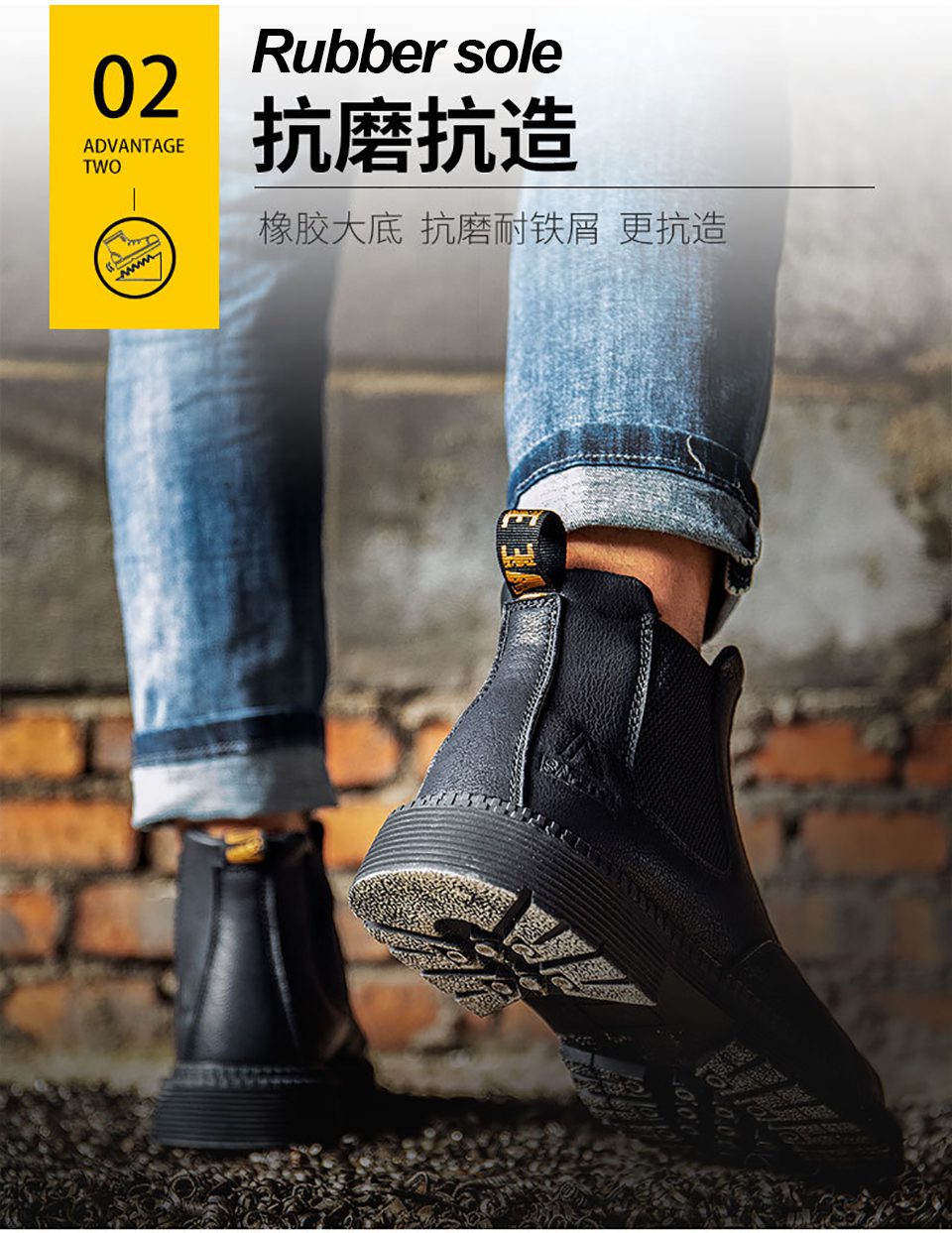 GRITION Unisex Work Shoes Steel Toe Waterproof Safety Shoes Anti-smash Anti-puncture Non Slip Durable Lightweight Chelsea Boots