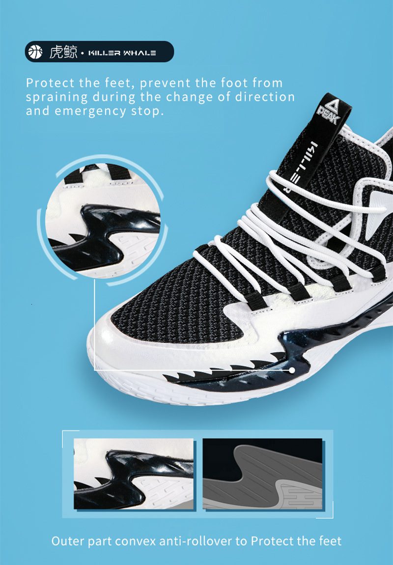 PEAK Men's Basketball Shoes Professional Shock-Absorbing Breathable Gym Non-slip Basketball Footwear Outdoor Wearable Sneakers
