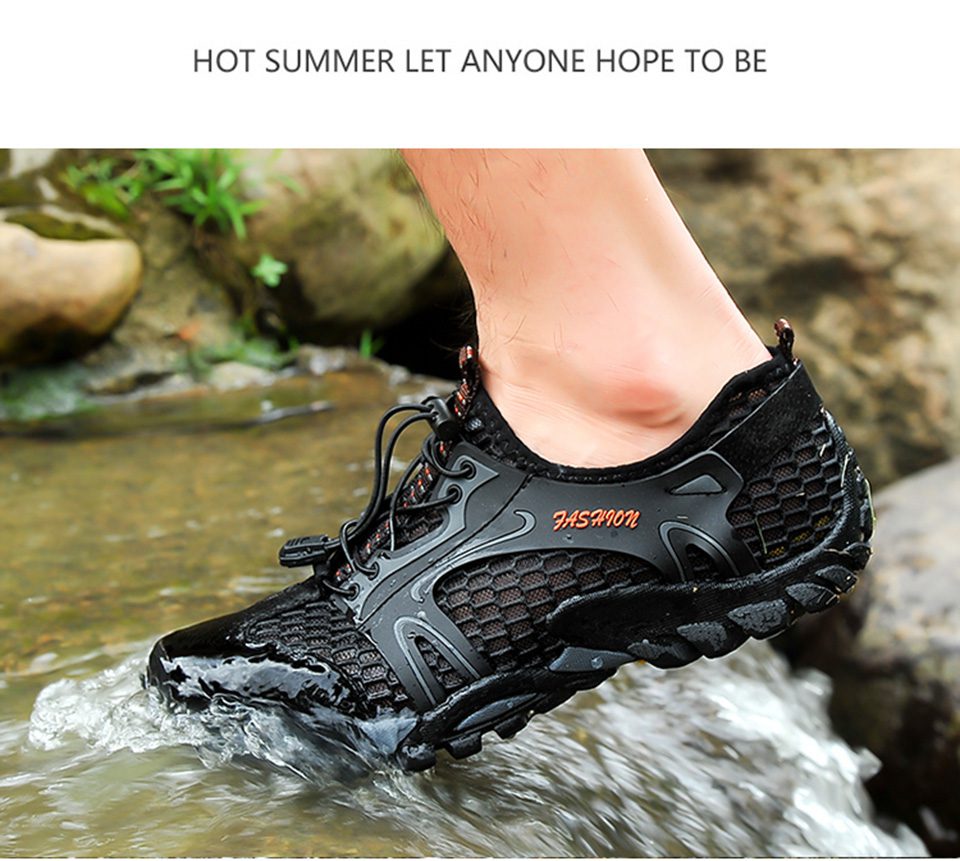 GRITION Men Sandals Non Slip Breathable Wading Creek Shoes Casual Summer Hiking Mesh Outdoor Fishing Boot Luxury Brand Quick Dry