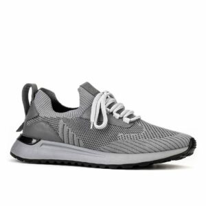 Knitwear Gray Lace Up Men Sports Shoes