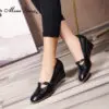 Mona Flying Women s Mary Jane Shoes Genuine Leather Wedge Pumps Elegant Round Toe High Heel