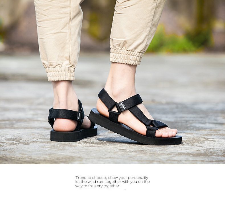 GRITION Unisex Sandals Summer Outdoor Beach Walking Sport Couple Flat Shoes Women Non slip Breathable Light Men Slippers 2022