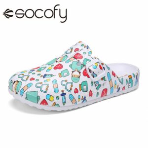 SOCOFY Womens Medical Shoes Lightweight Slip on Slippers Waterproof Non slip Garden Kitchen Work Nursing Casual