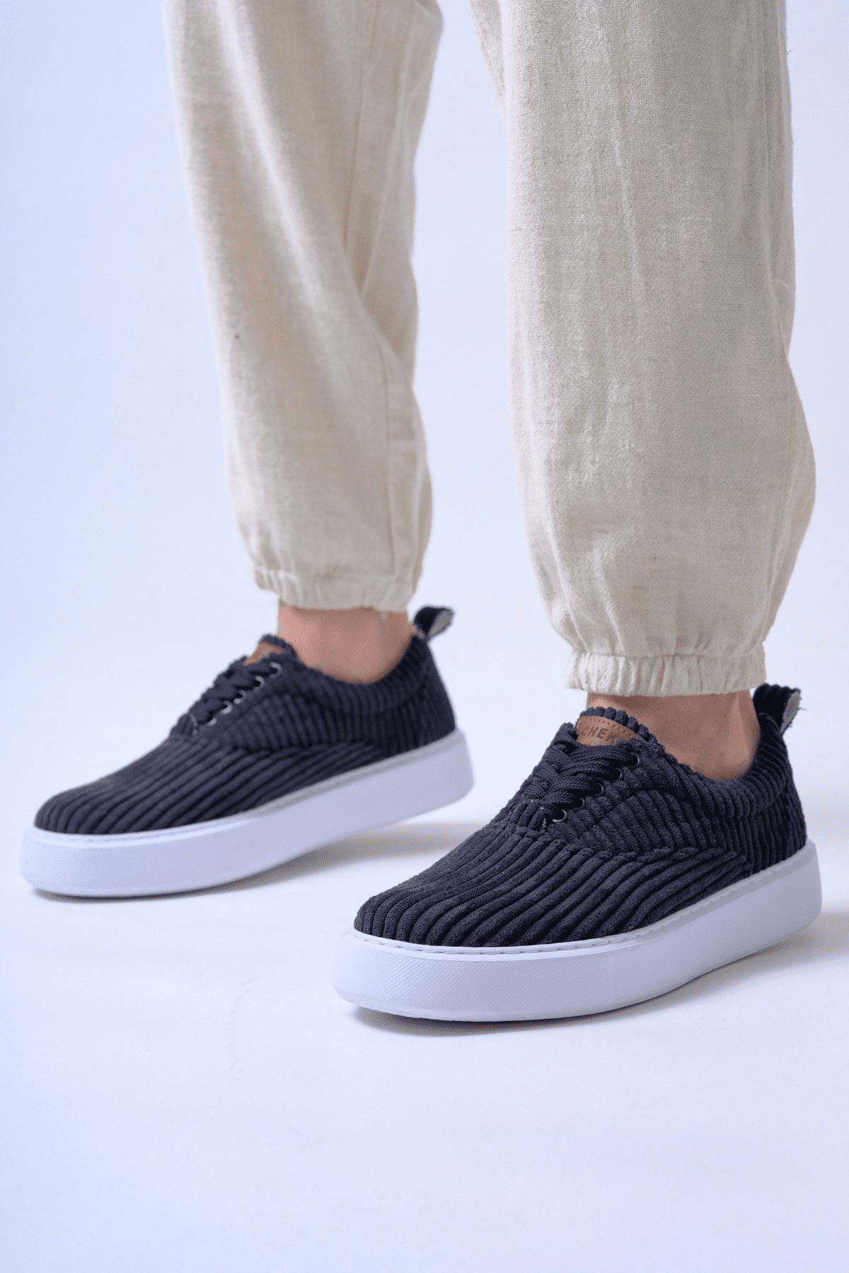 Chekich Casual Men's Shoes Black Color Lace-Up Knitting Fabric Material Comfortable Use Summer Spring Season Sneakers CH173 ST