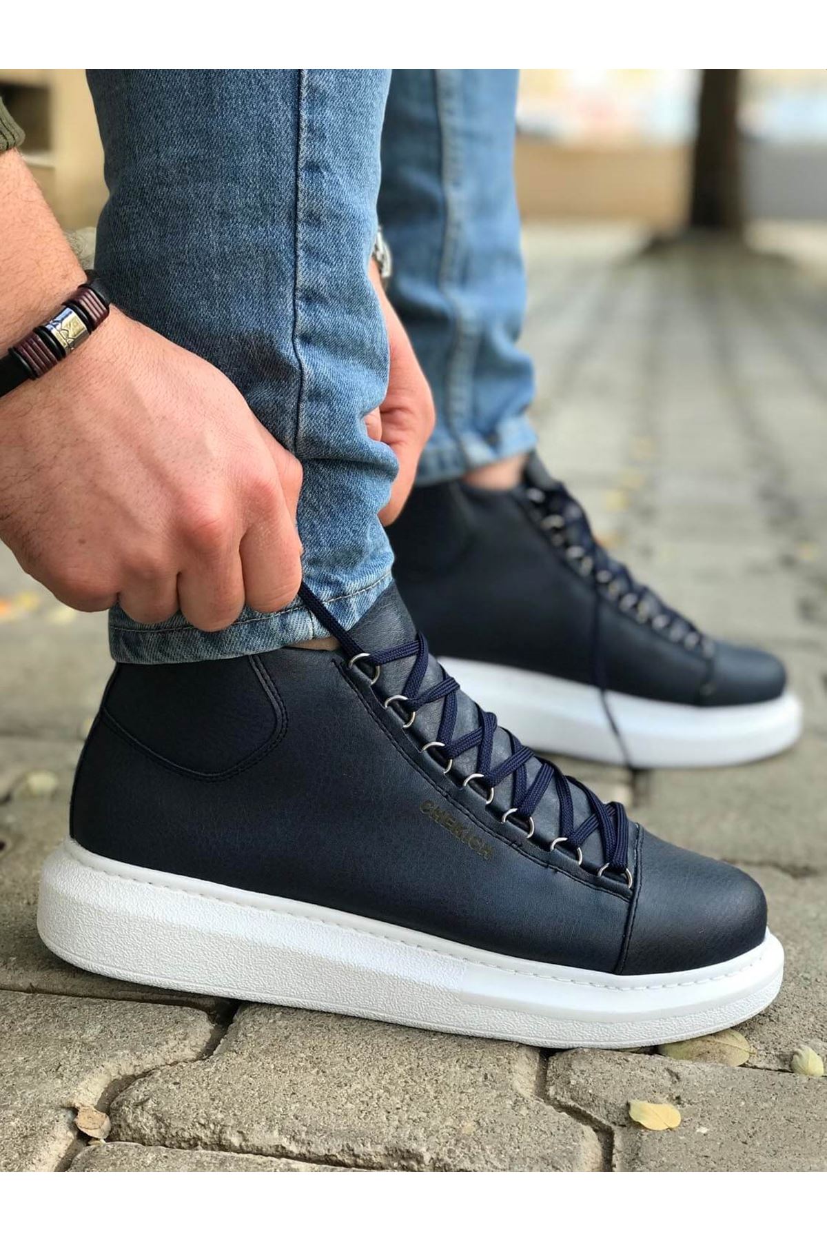 Chekich Men's and Women's Shoes White Non Leather Spring Autumn Seasons Lace Up Unisex Sneakers Comfortable Ankle Gentlemen Fashion Wedding Orthopedic Walking Sport Lightweight Odorless Breathable Warm Boots CH258 V1