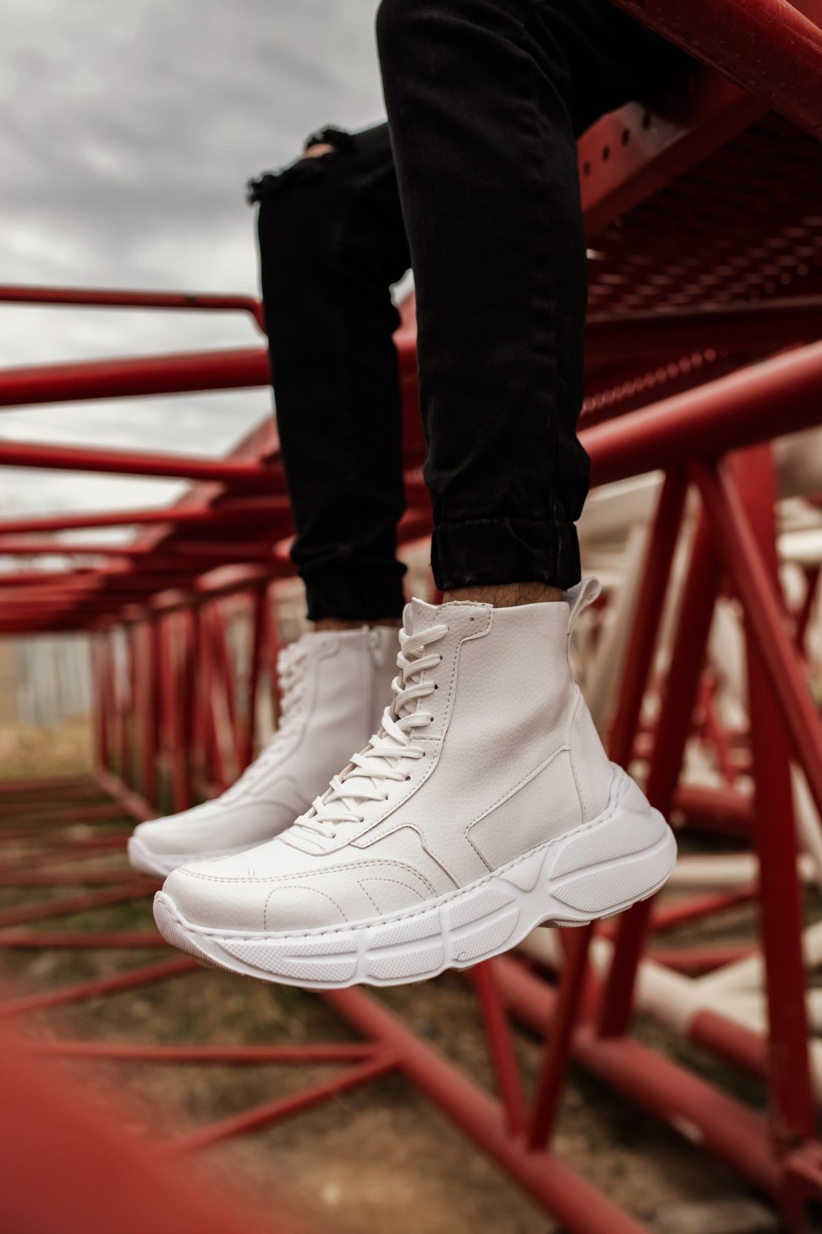 Chekich Men's Boots White Color Artificial Leather Lace Up Spring Autumn Seasons Comfortable Outdoor Shoes Solid Fashion 2021 Snow Big Sizes Winter Sneakers Ankle Basic Footwear Walking Air New Sale CH077 V1