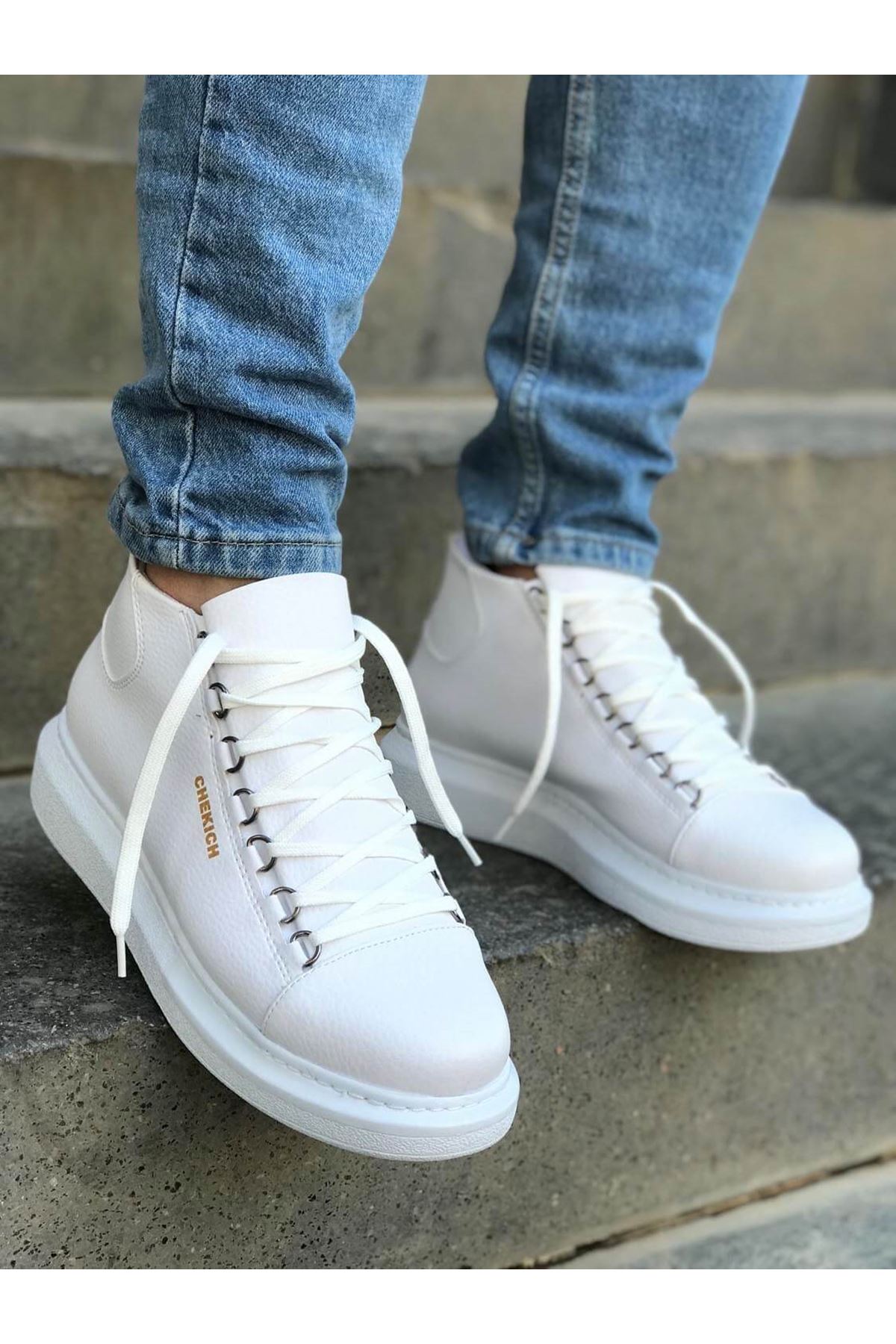 Chekich Men's and Women's Shoes White Non Leather Spring Autumn Seasons Lace Up Unisex Sneakers Comfortable Ankle Gentlemen Fashion Wedding Orthopedic Walking Sport Lightweight Odorless Breathable Warm Boots CH258 V1