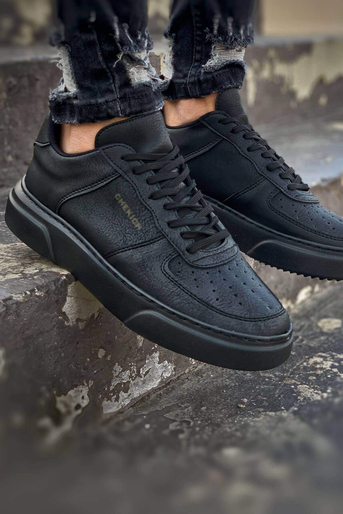 Chekich Men Shoes Black Color Artificial Leather Lace Up Autumn Season Sneakers Casual Comfortable 2021 Trend Daily Office Orthopedic Walking Sportive Air Odorless High School Breathable College White Outsole CH087 V3