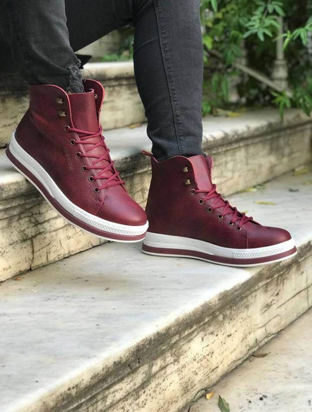 Chekich Boots for Men Claret Red Color Artificial Leather Lace Up Winter Season Shoes Ankle Warm Comfortable High Quality Footwear Gentlemen Basic Odorless Fashion Male Big Sizes Classic Outdoor New-Arrival CH055 V4