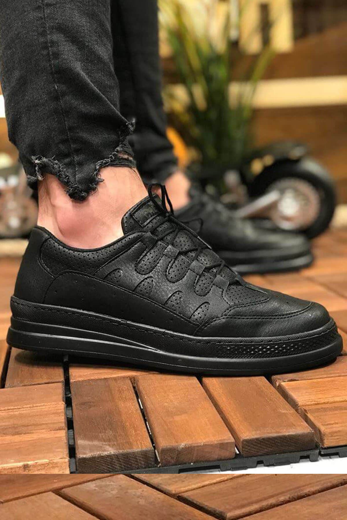 Chekich Men's Casual Shoes Black Color Faux Leather Lace Up Business Fashion Orthopedic Breathable Vulcanized Odorless Light Sport 2021 Brand Wedding Formal Suits Office Sneakers White Sole Walking Footwear CH040 V5