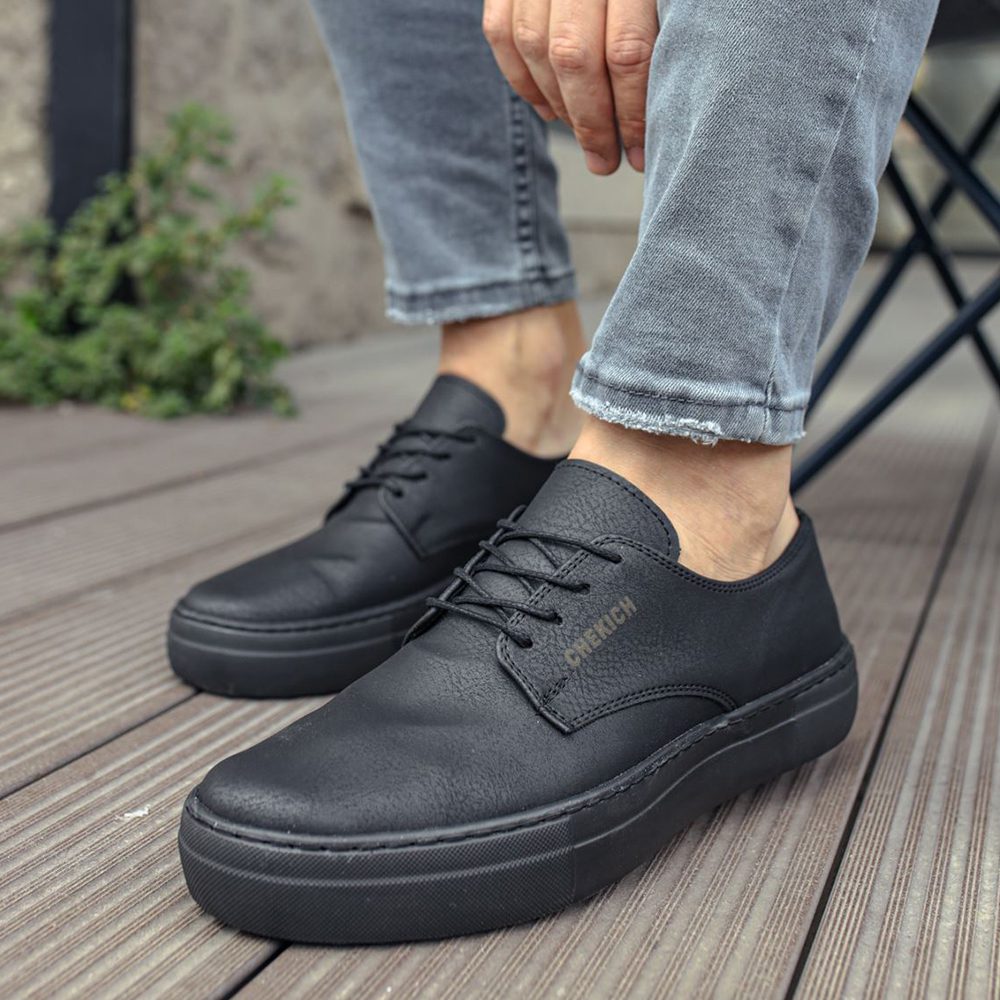 Chekich Men's Shoes Black Matte Faux Leather Lace-Up Spring & Summer 2021 Sneakers Casual Vulcanized Material New Fashion Wedding Solid Footwear Lightweight Air Comfort High Outsole Breathable CH005 V6