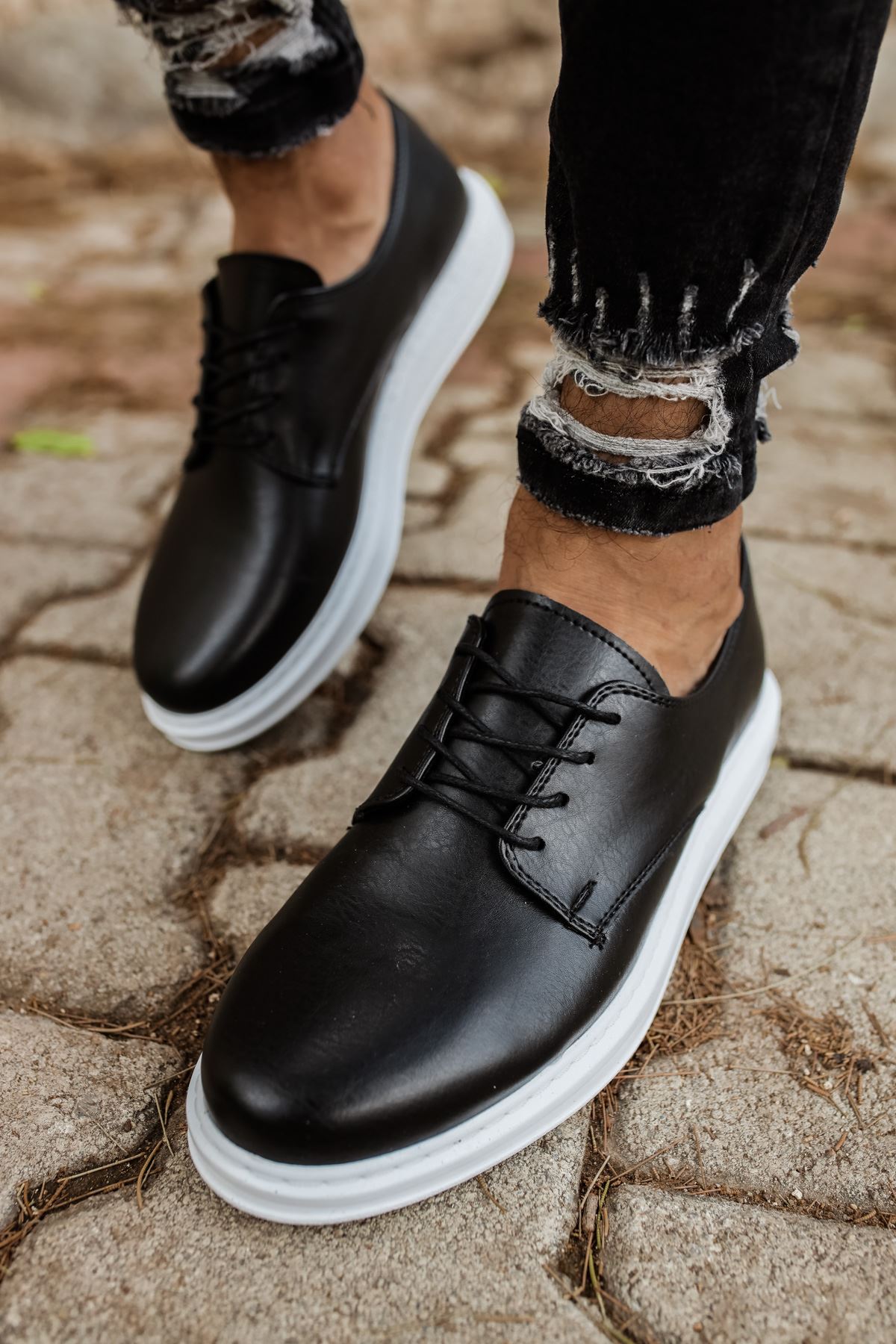 Chekich Classic Matte Black Men's Shoes Wedding For Suit Lace-Up Non-Leather Business Wear Casual Daily 2021 Spring and Autumn Fashion Solid Base Footwear Wedding Male Sneakers Air Sewing Details CH003 V5