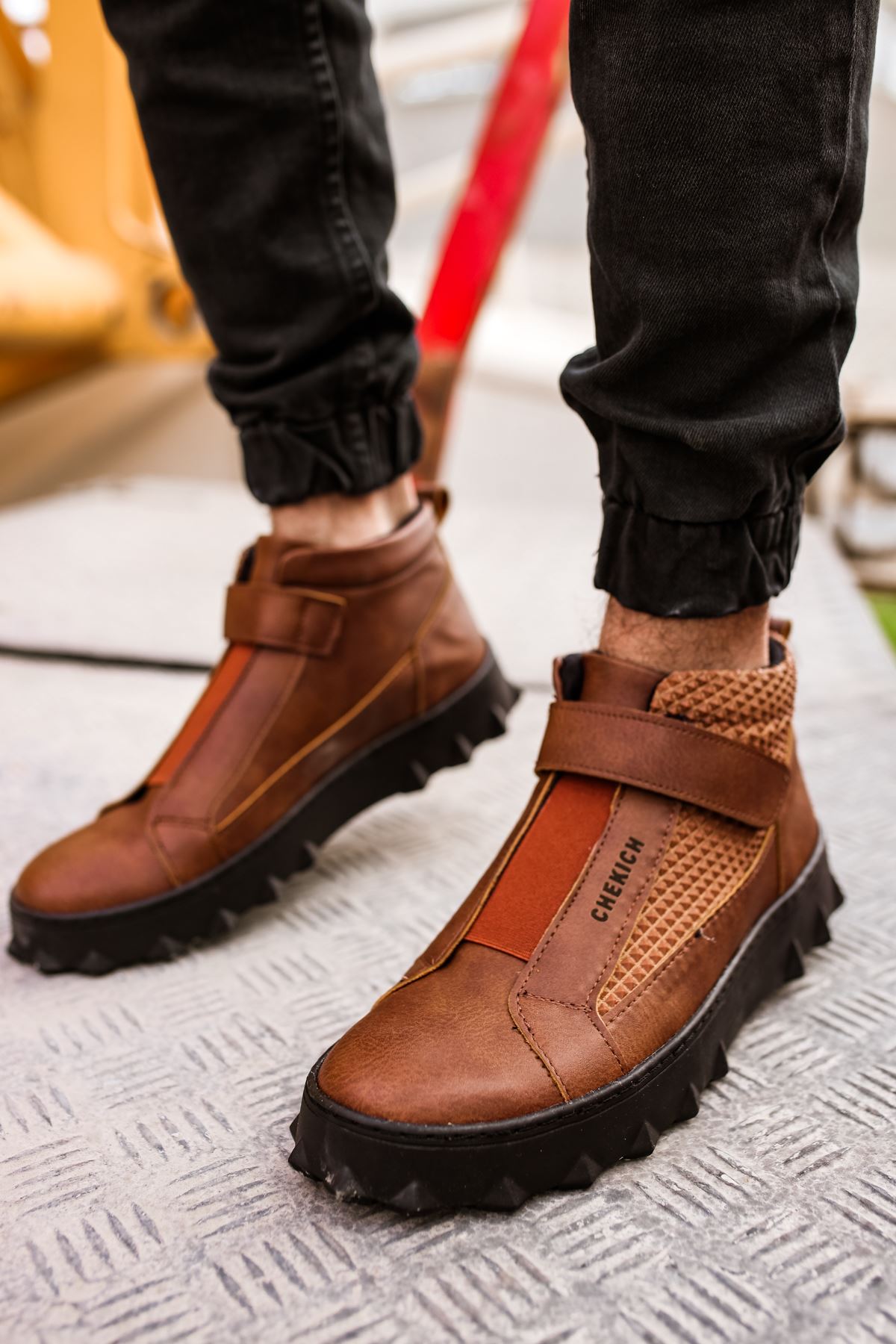 Chekich Boots for Men Black Color Faux Leather Breathable shoe