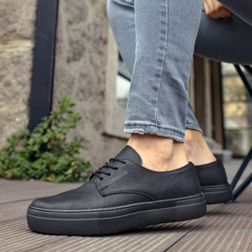 Chekich Men's Shoes Black Matte Faux Leather Lace-Up Spring & Summer 2021 Sneakers Casual Vulcanized Material New Fashion Wedding Solid Footwear Lightweight Air Comfort High Outsole Breathable CH005 V6