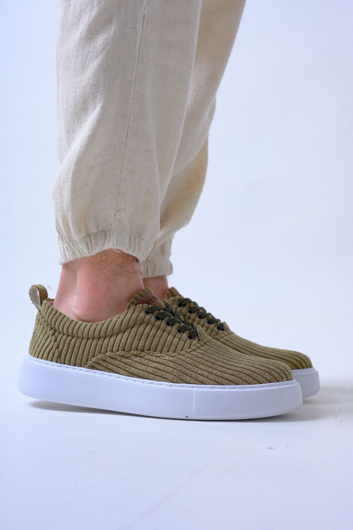 Chekich Men's Shoes Beige Color Lace-up Closure Mesh Fabric Material Comfortable Sole Breathable Daily Flexible Sneakers CH173