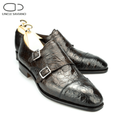 Uncle Saviano Double Monk Style Black Dress Bridegroom Shoes Designer Best Man Handmade Leather Shoes for
