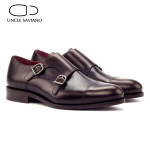 Uncle Saviano Double Monk Style Office Black Men Shoes Designer Dress Fashion Wedding Genuine Leather Handmade
