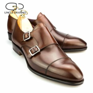 Uncle Saviano Double Monk Style Office Business Men Shoes Fashion Designer Wedding Dress Genuine Leather Best