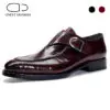 Uncle Saviano Single Monk Style Bridegroom Dress Formal Office Best Men Shoes Black Genuine Leather Original