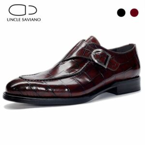 Uncle Saviano Single Monk Style Bridegroom Dress Formal Office Best Men Shoes Black Genuine Leather Original