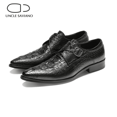 Uncle Saviano Single Monk Style Bridegroom Dress Formal Office Best Men Shoes Black Vintage Original Designer