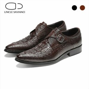 Uncle Saviano Single Monk Style Bridegroom Dress Formal Office Best Men Shoes Black Vintage Original Designer