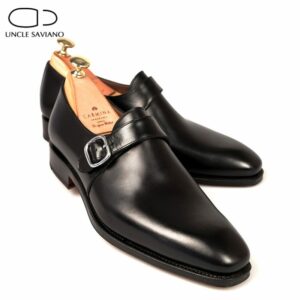 Uncle Saviano Single Monk Style Wedding Black Dress Bridegroom Shoes Handmade Genuine Leather Fashion Solid Shoes