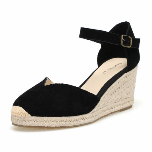 cm Sandalias Mujer Promotion Genuine Ankle wrap Sandals Sapatos Mulher Wedge Heel Shoes For