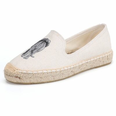 Casual Sapatos Soludos Espadrilles Flats Shoes Woman Straw Loafers Printed Flower Moccasins Slip On Ballets