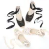 New Arrival Lace T strap Flat With Cotton Fabric Sandals Sapato Feminino Sapatos Mulher Womens