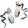 New Top Denim T strap Flat With Cotton Fabric Open Sandalias Mujer Sandals Sapatos Mulher
