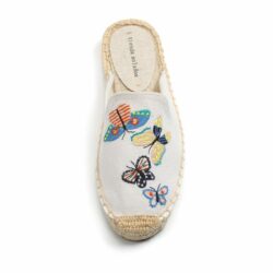 Pantufa Flip Flops Simple Mule Breathable Flat Espahemp Summer Rubber Cotton Fabric Floral Drilles Shoes