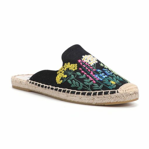Sale Top Cotton Fabric Rubber Floral Summer Indoor Terlik Mules Pantufa Womens Espadrilles Flat Shoes