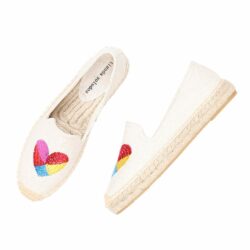 Sapatos Direct Selling Flat Platform Hemp Rubber Slip on Casual Spring autumn Heart shaped Womens