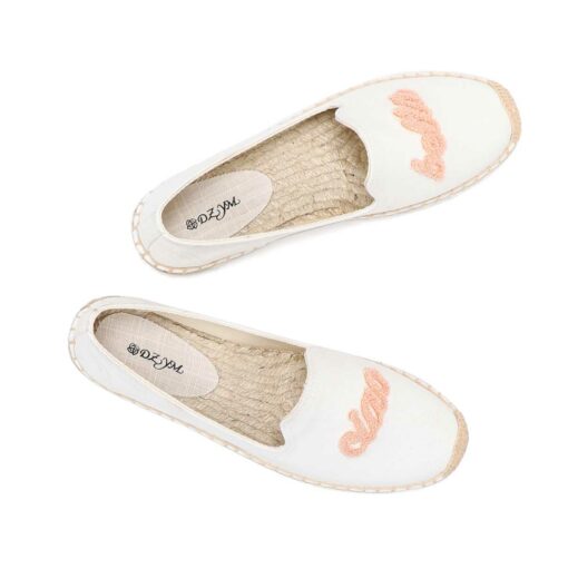 Ladies Casual Letter Embroidered Flat Shoes Summer Slip On Cloth Shoes Espadrilles All match Comfortable