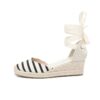 Women s Wedge Low Heel Sandals Promotion Striped Canvas  cm Casual Canvas Covered Sapato
